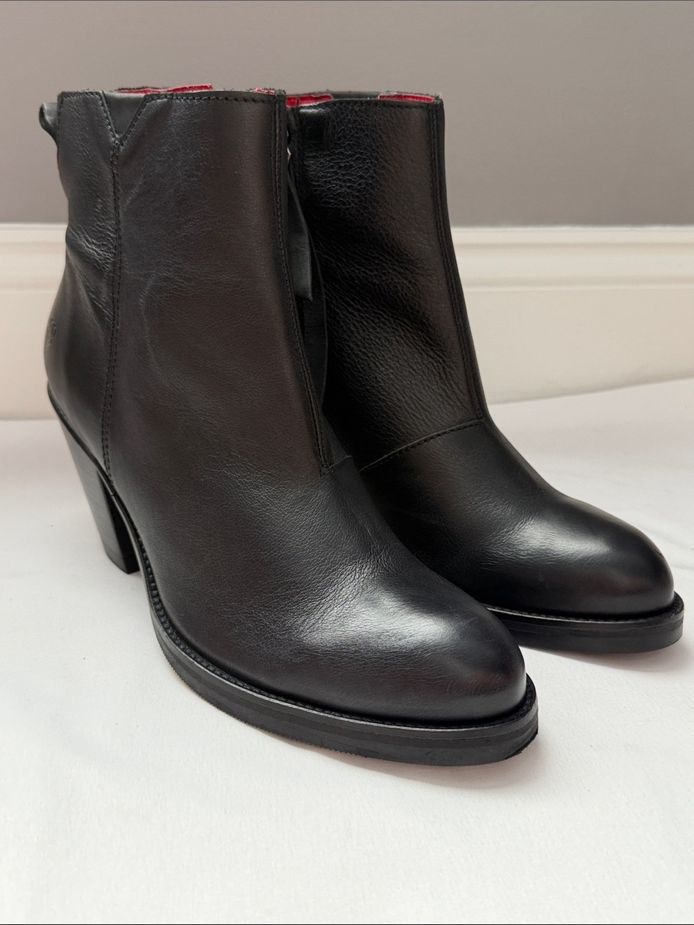 Liebeskind Black Leather Ankle Boots with Red Interior